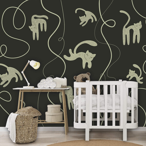 Μοτίβο με γάτες και αμπέλια