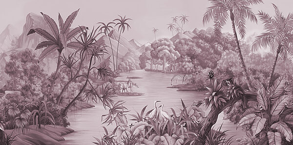 A river with zebras and mountains A river with zebras and mountains
