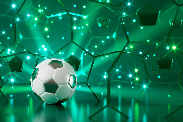 Football ball on a reflective surface