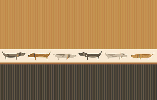 Row of dogs on a wall Row of dogs on a wall