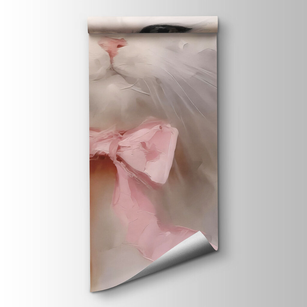 Group of white cats with pink bows Group of white cats with pink bows