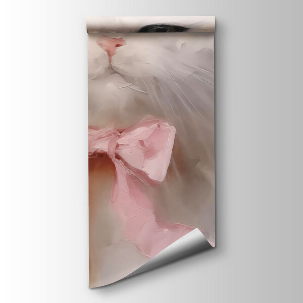 Group of white cats with pink bows Group of white cats with pink bows