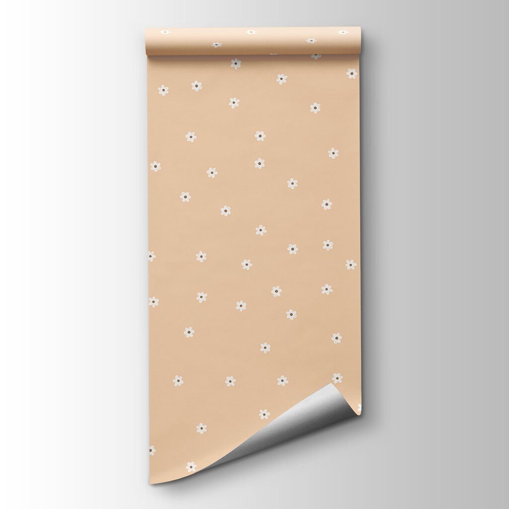 Pattern of small white flowers on a tan background Pattern of small white flowers on a tan background