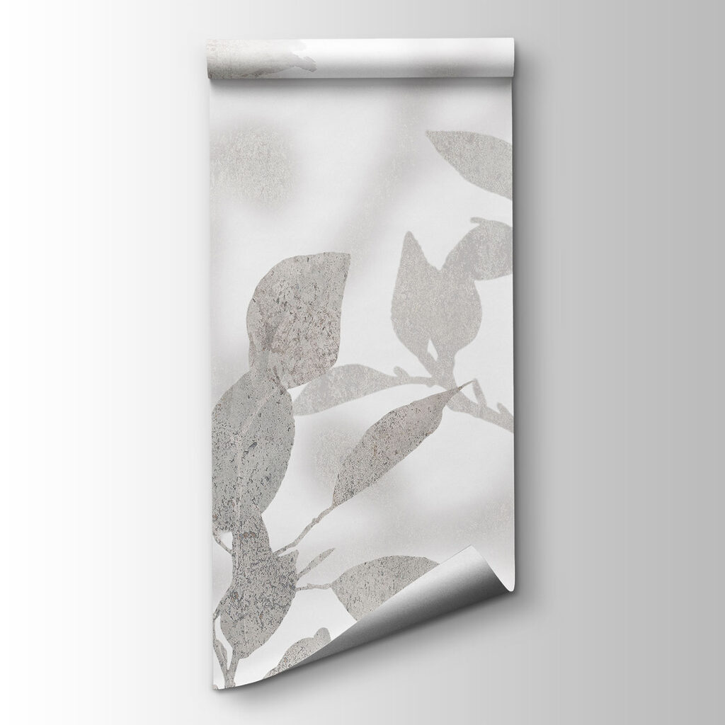 White and gray background with plants and leaves White and gray background with plants and leaves