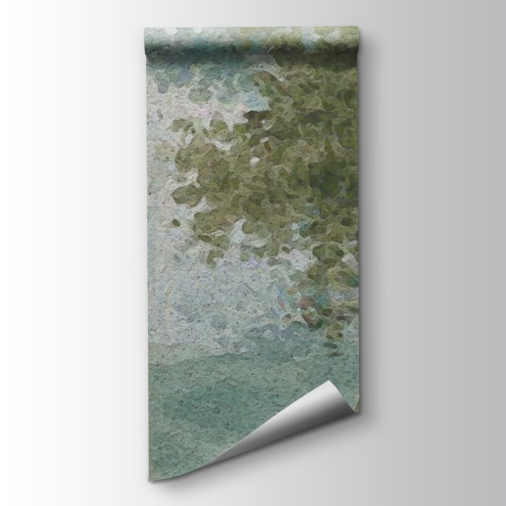 Watercolor painting of trees and a river Watercolor painting of trees and a river