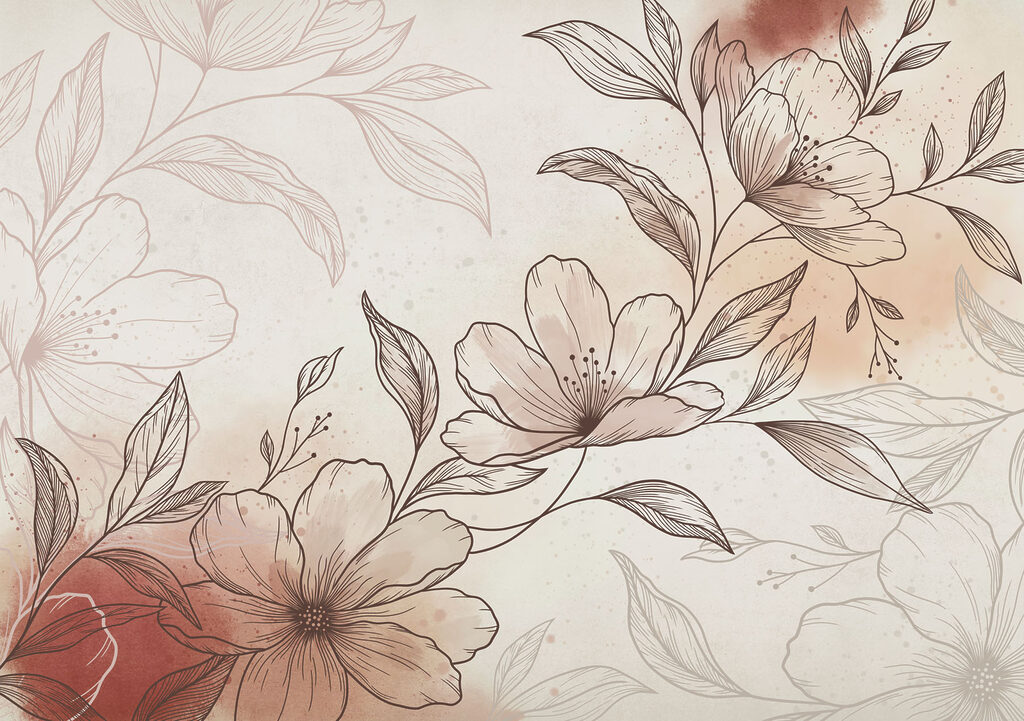 Drawing of flowers and leaves