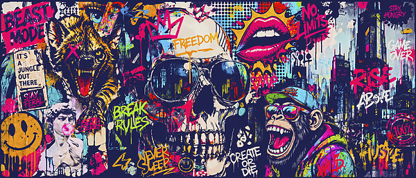 Skull with sunglasses and lips and mouth Skull with sunglasses and lips and mouth