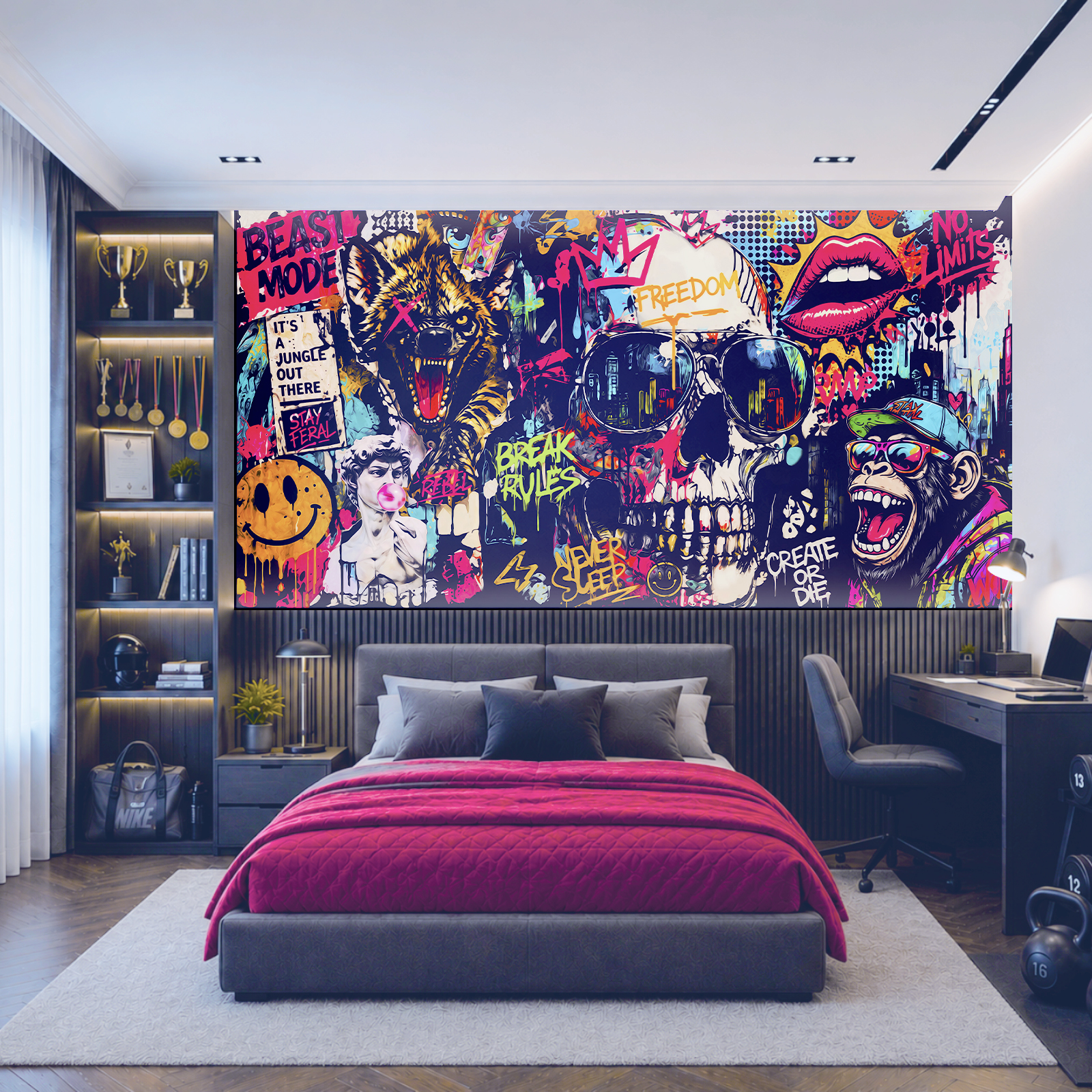 Κρανίο με γυαλιά ηλίου, χείλη και στόμα Κρανίο με γυαλιά ηλίου, χείλη και στόμα