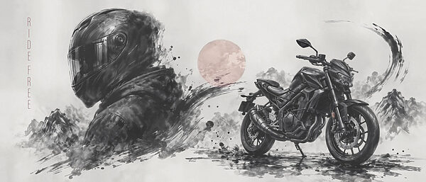 Motorcycle with a black mask