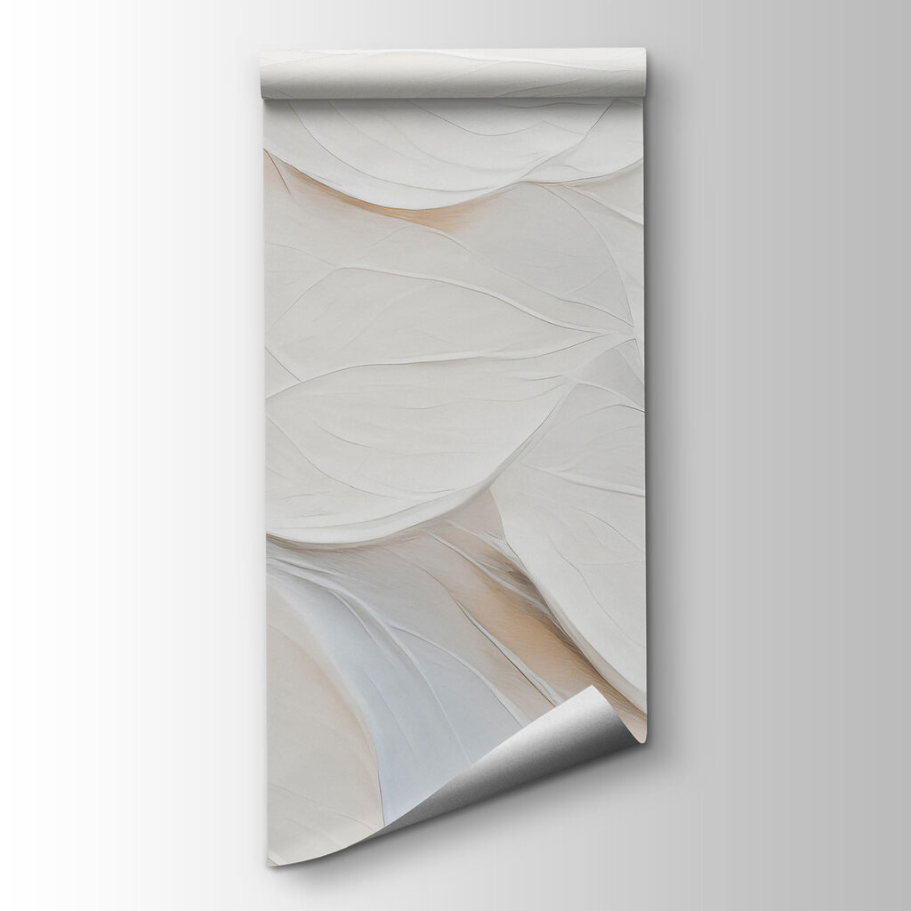 White leaf painting on a white surface