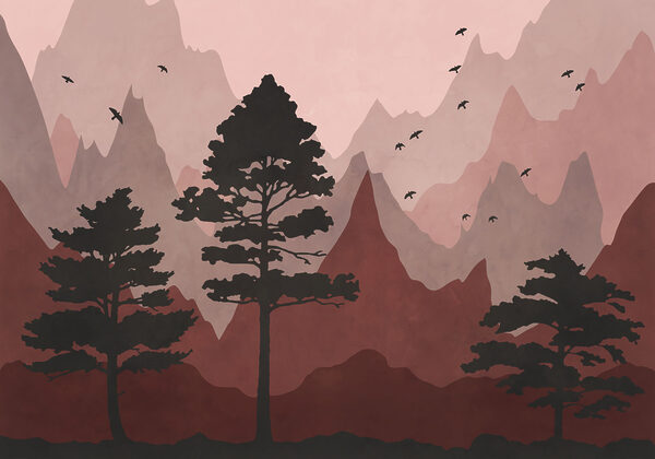 Painting of mountains and trees Painting of mountains and trees