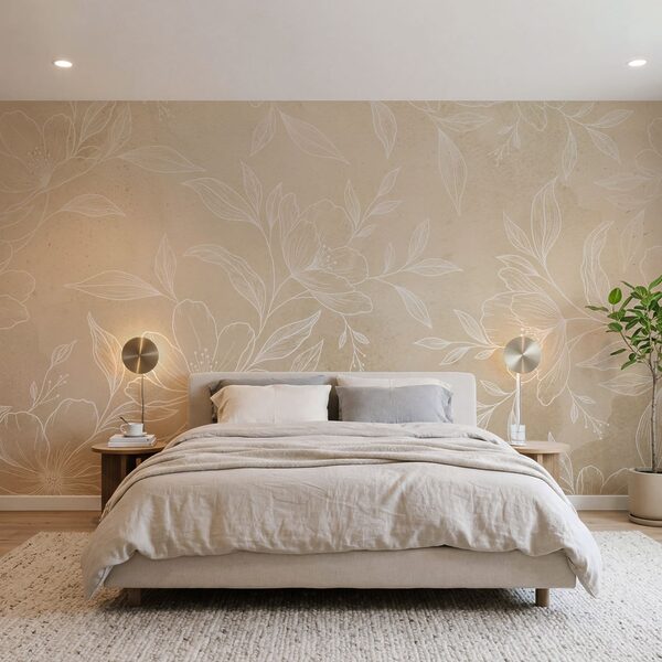 Λευκά λουλούδια και φύλλα σε μπεζ φόντο Λευκά λουλούδια και φύλλα σε μπεζ φόντο