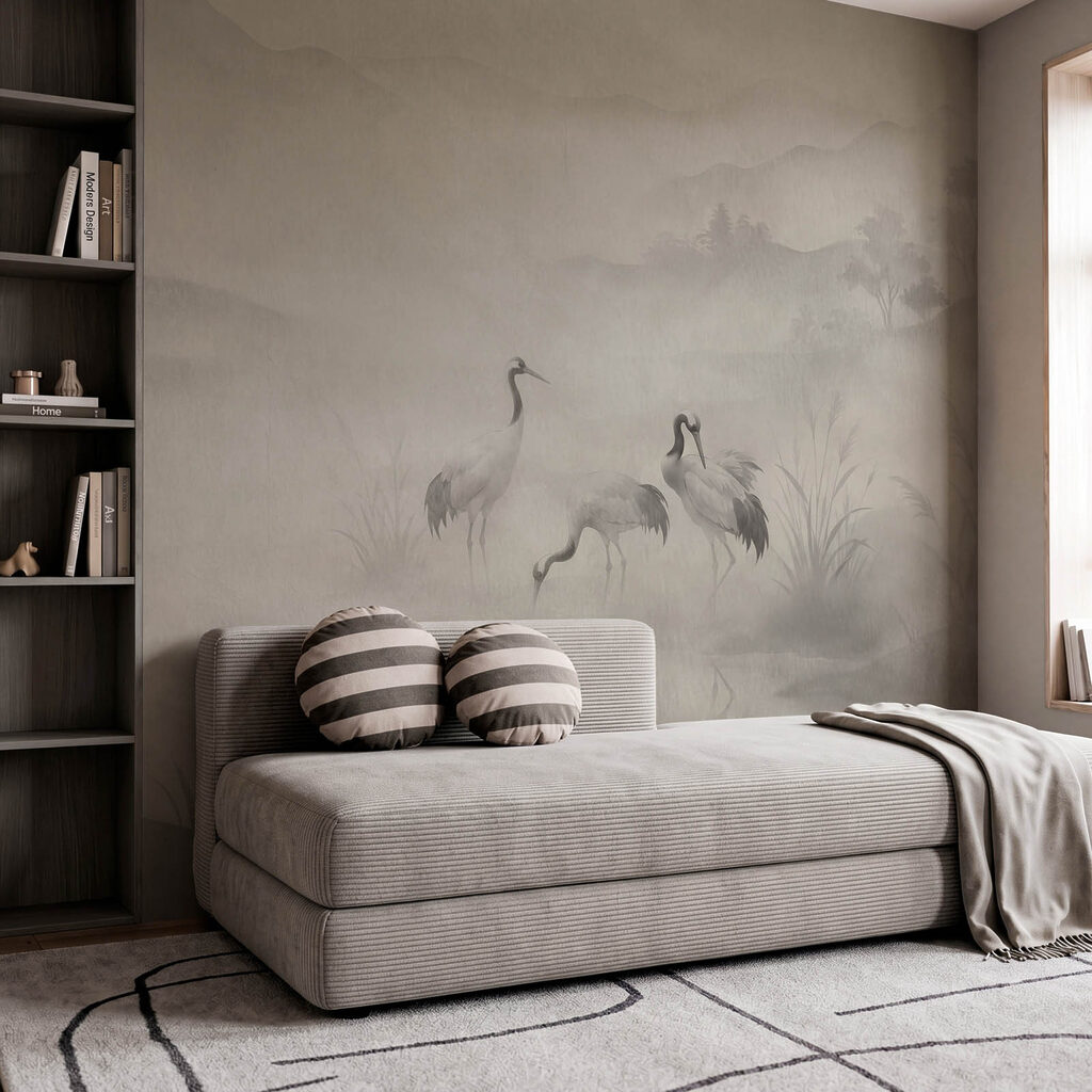 Ταπετσαρίες Ομάδα πουλιών σε ένα τοπίο με ομίχλη (Κωδικός προϊόντος: t01089) Ταπετσαρίες Ομάδα πουλιών σε ένα τοπίο με ομίχλη (Κωδικός προϊόντος: t01089)